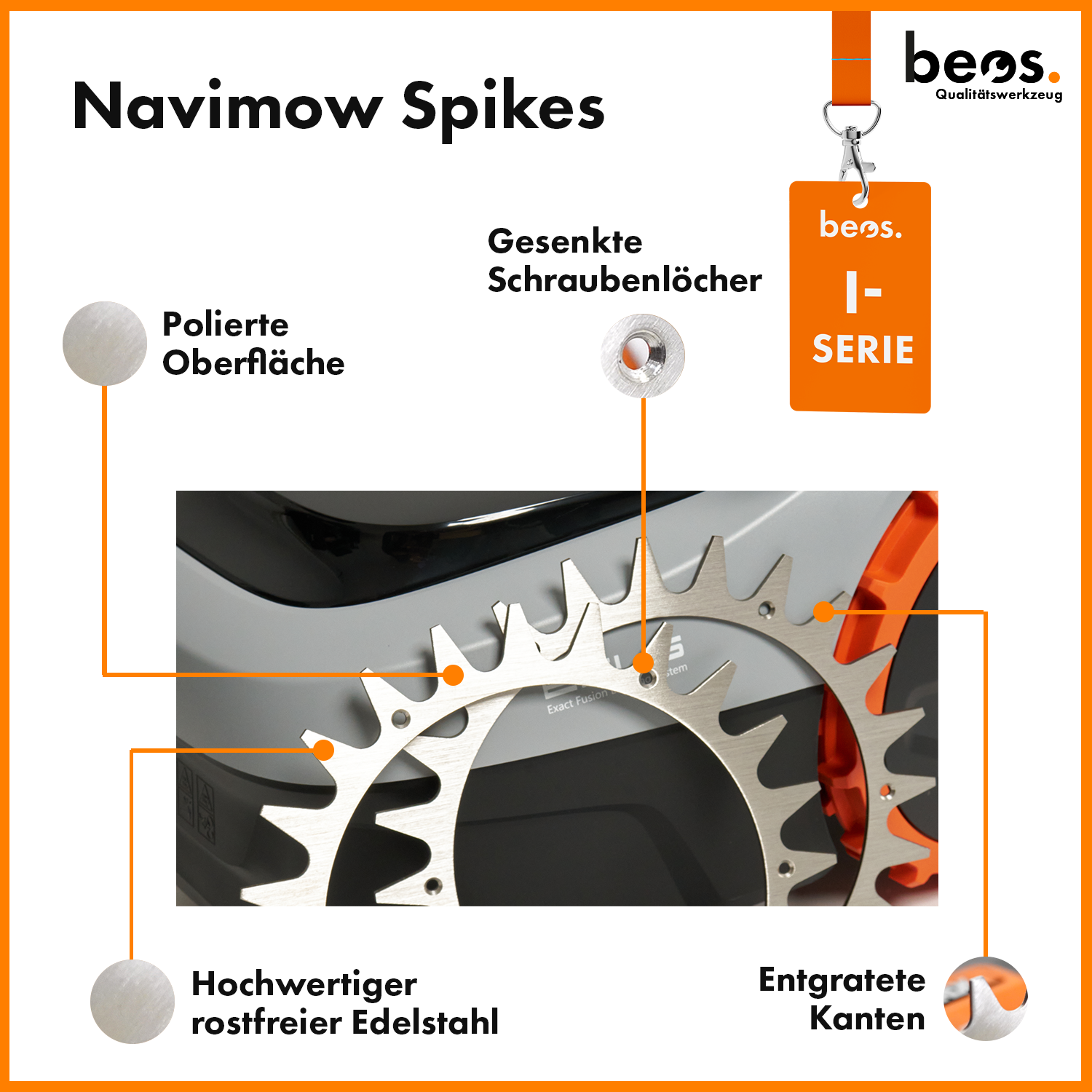 beos® PREMIUM Edelstahl Spikes für Segway Navimow i-Serie - beos-tools