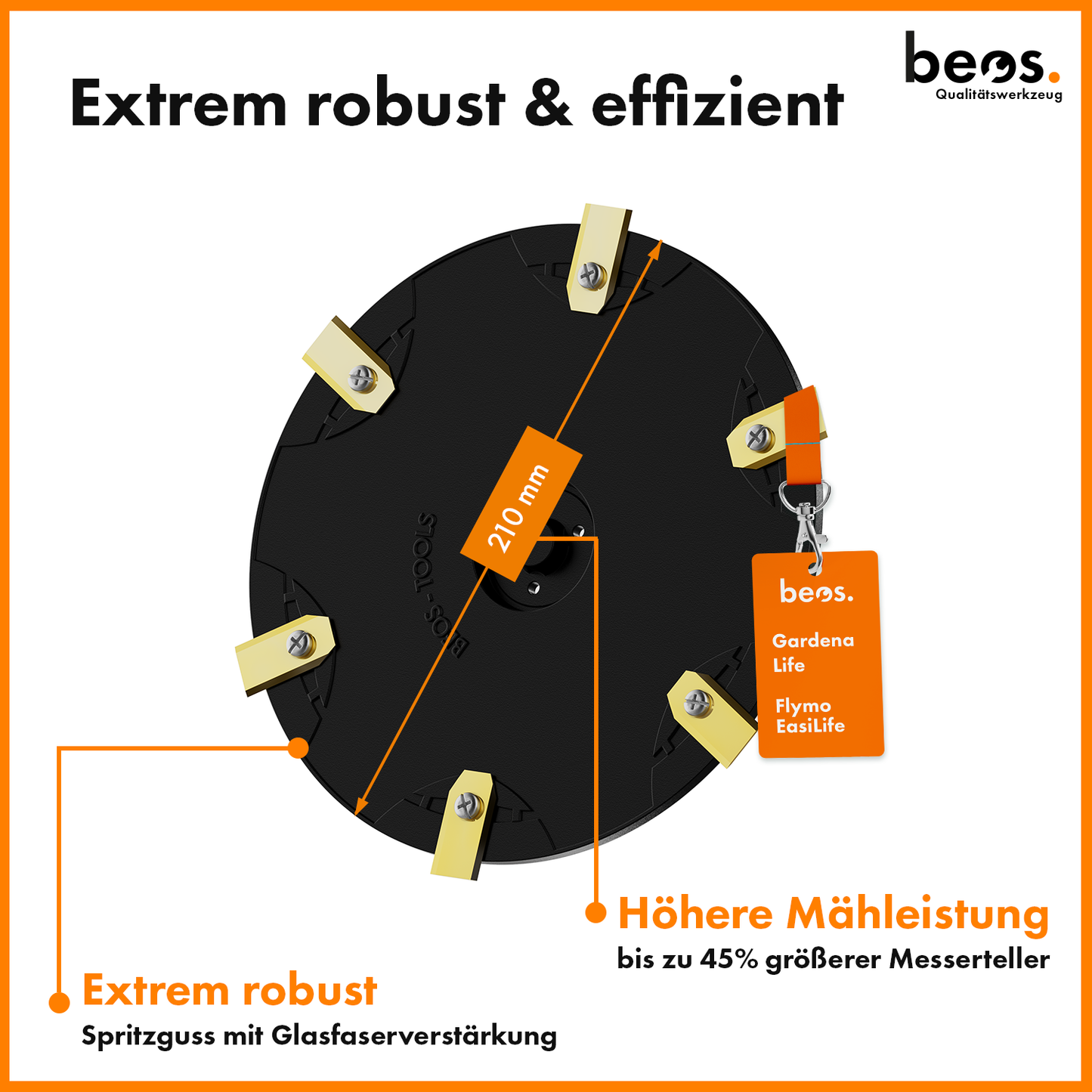 beos® PREMIUM Messerteller für 6x Klingen - Gardena Sileno Life & Gardena Sileno+ & Flymo EasiLife - beos-tools
