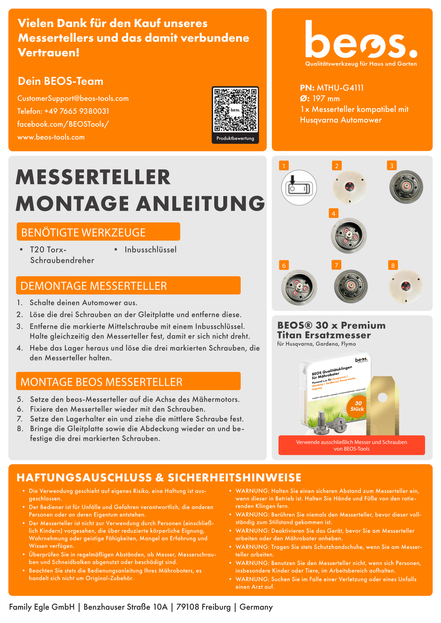 beos® PREMIUM Messerteller für 7x Klingen - Husqvarna - beos-tools
