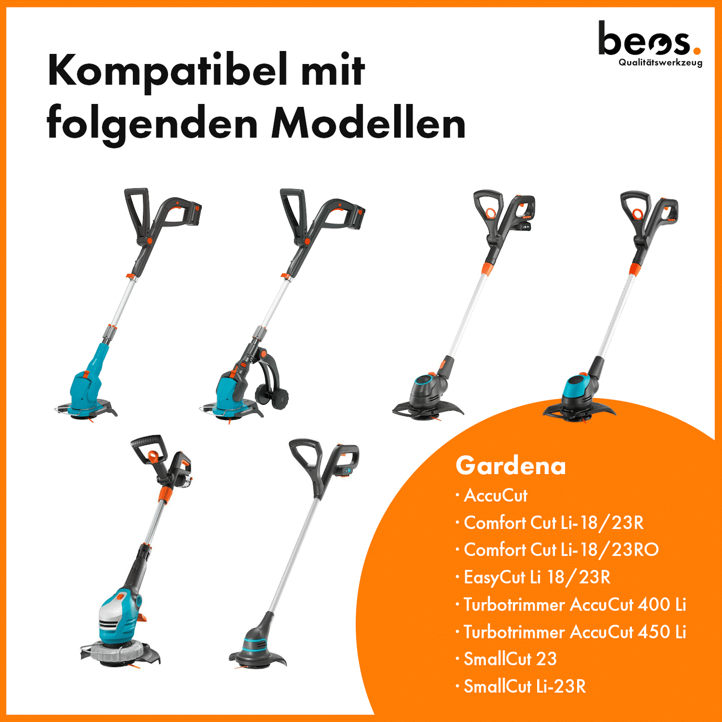 beos® 100x PREMIUM Rasentrimmer Ersatzmesser für Gardena - beos-tools