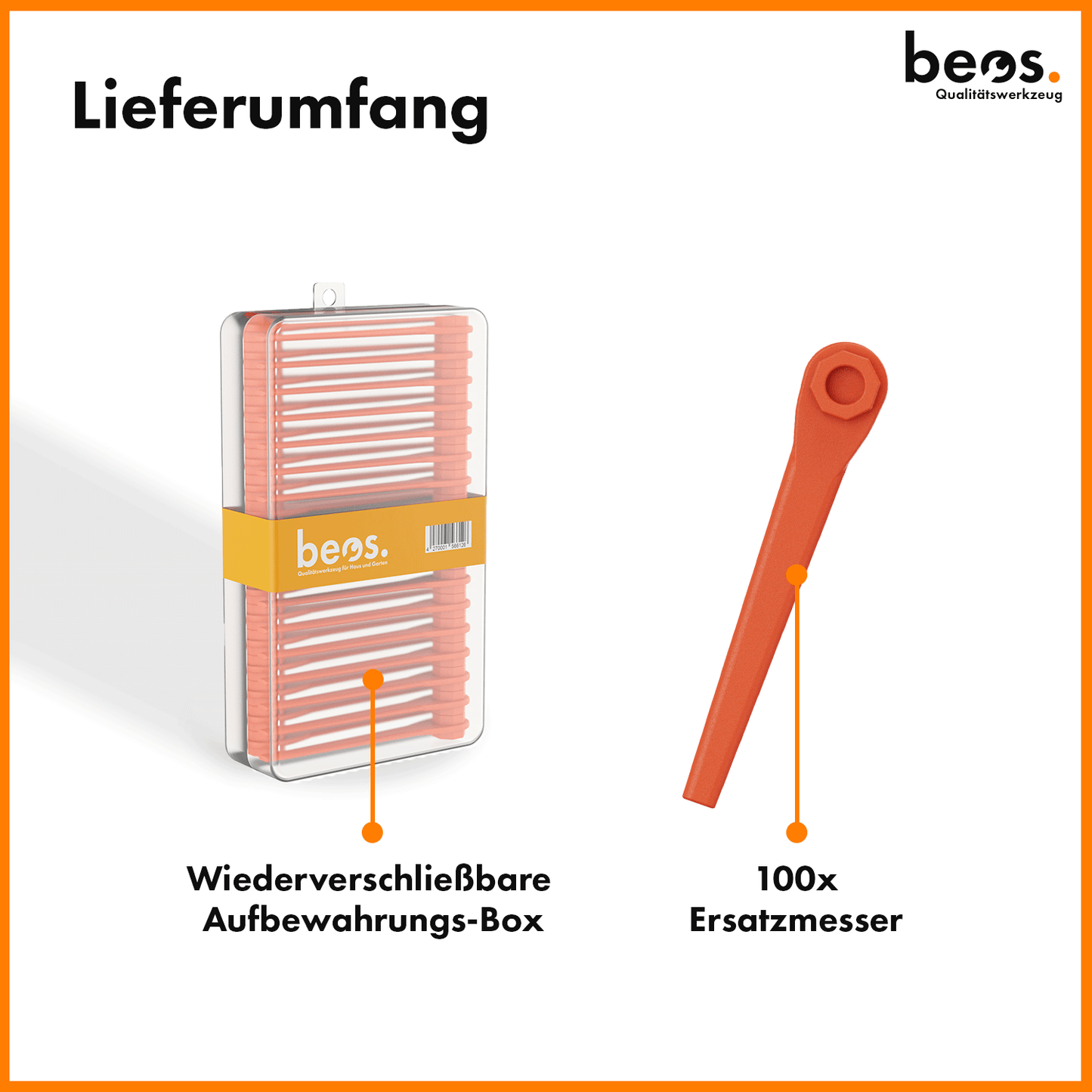 beos® 100x PREMIUM Rasentrimmer Ersatzmesser für Gardena - beos-tools