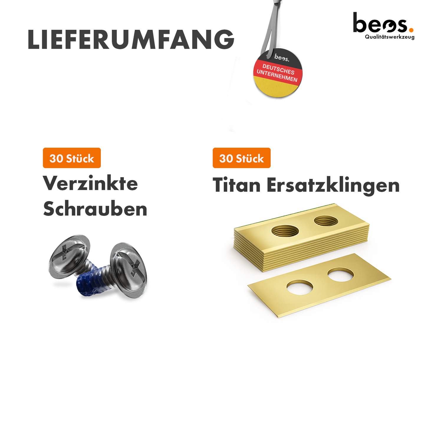 beos® 30x Titan Ersatzmesser für Premiummarken Worx | LandXcape | Zoef Robot | Einhell | Kress