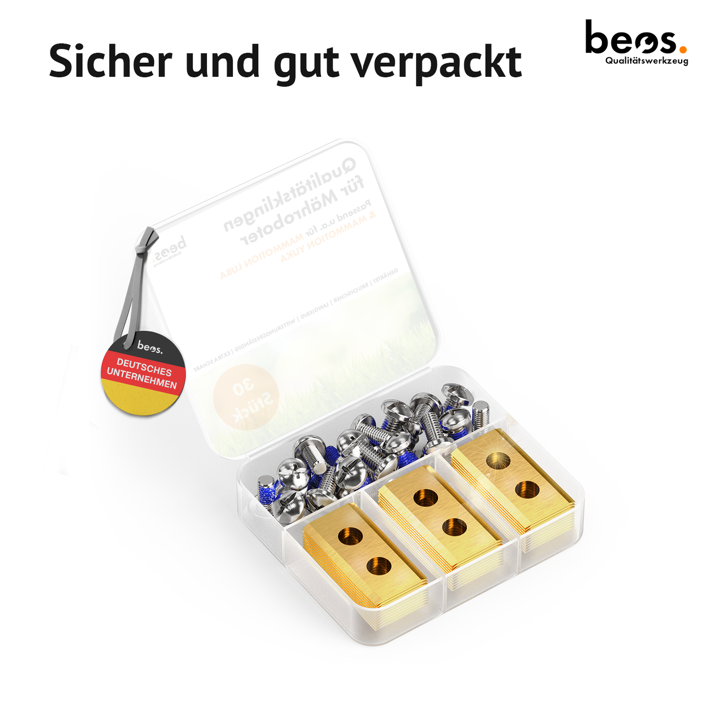 beos® 30x Titan Ersatzmesser für Premiummarken Worx | LandXcape | Zoef Robot | Einhell | Kress