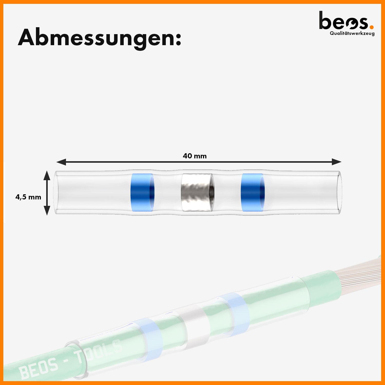 beos® 20x Wasserdichte Lötverbinder für Mähroboter Begrenzungskabel - beos-tools