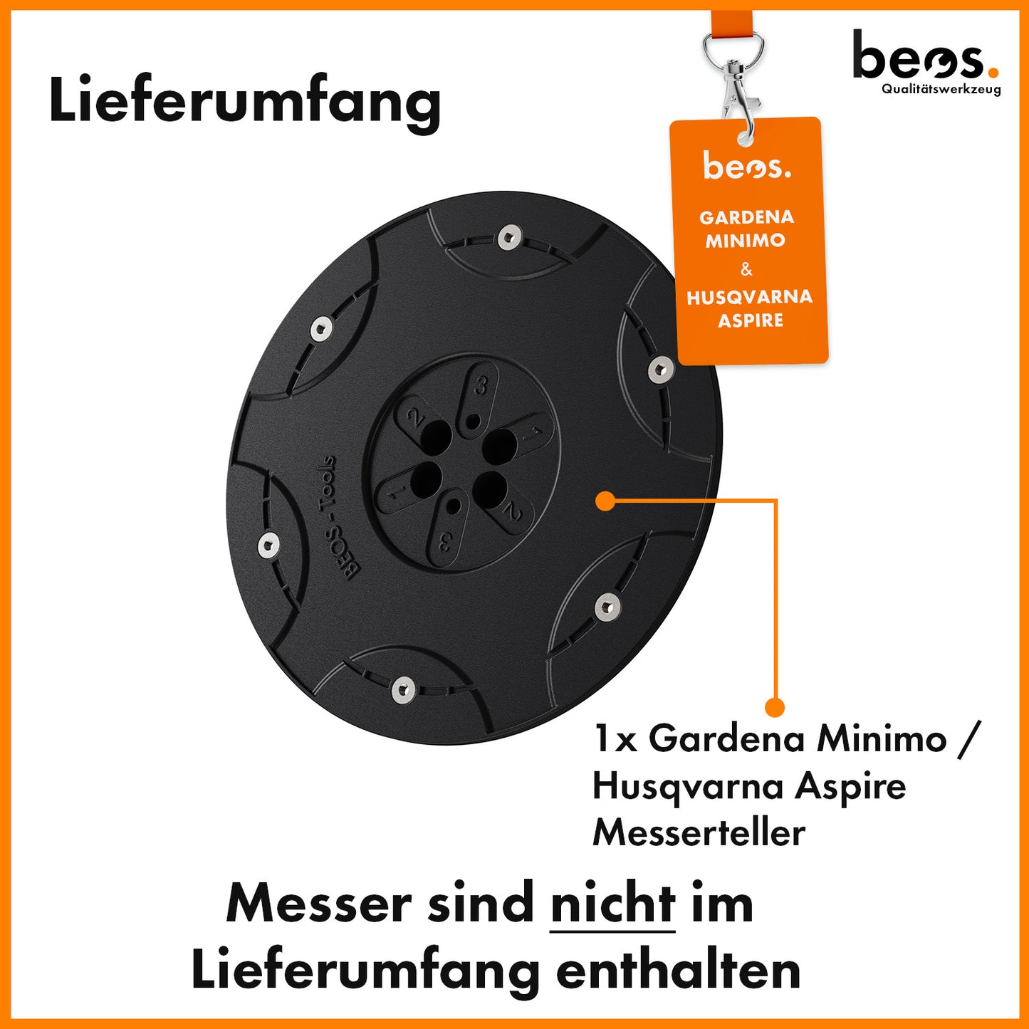 beos® PREMIUM Messerteller für 6x Klingen - Gardena Sileno Minimo & Husqvarna Automower Aspire - beos-tools