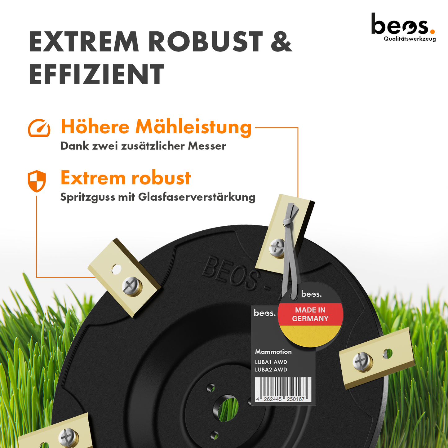 beos® 2x PREMIUM Messerteller für 6x Klingen - Mammotion LUBA 1 AWD | LUBA 2 AWD (bis BJ 2024)
