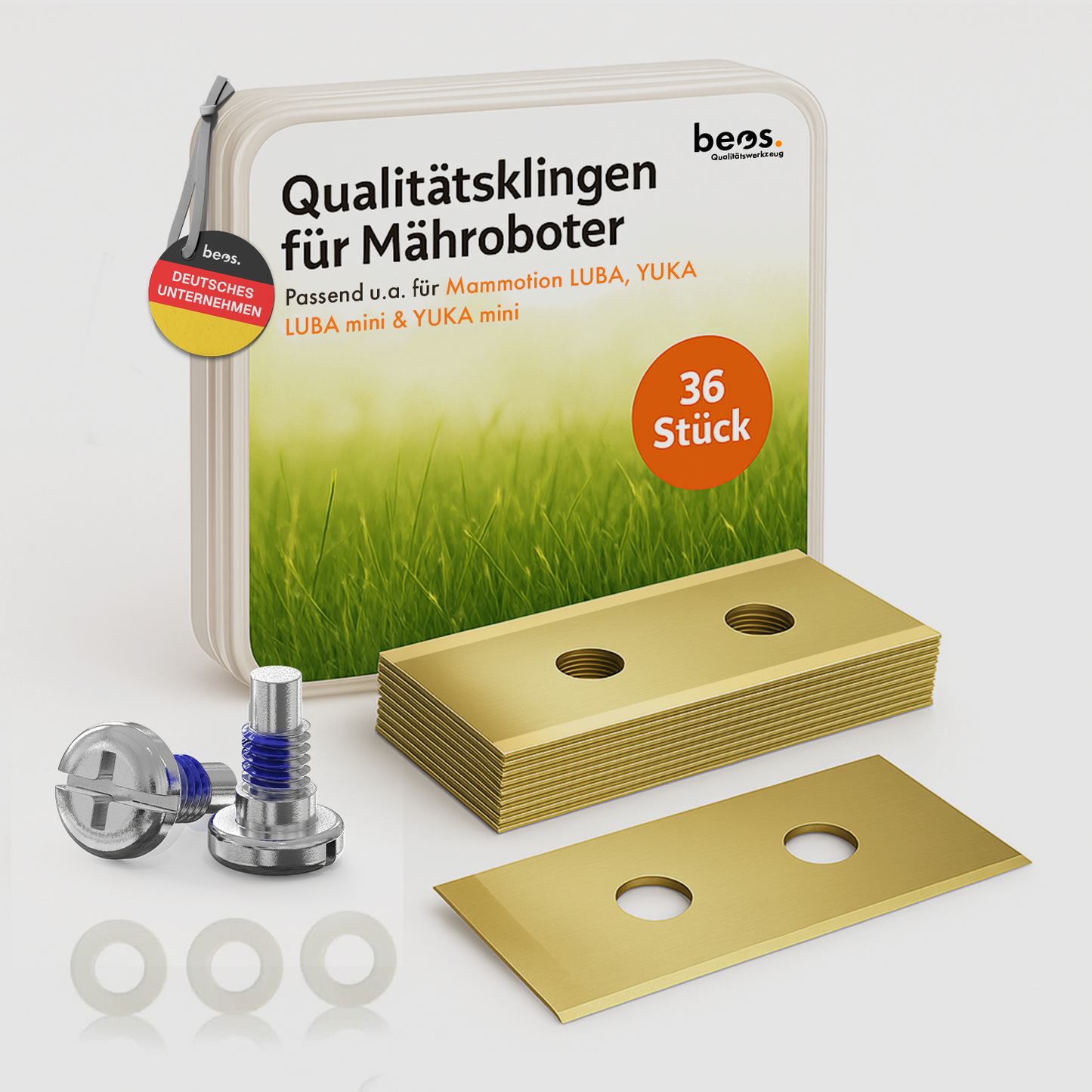 beos® 36x Titan Ersatzmesser für Mammotion LUBA, LUBA2, YUKA, LUBA Mini & YUKA Mini