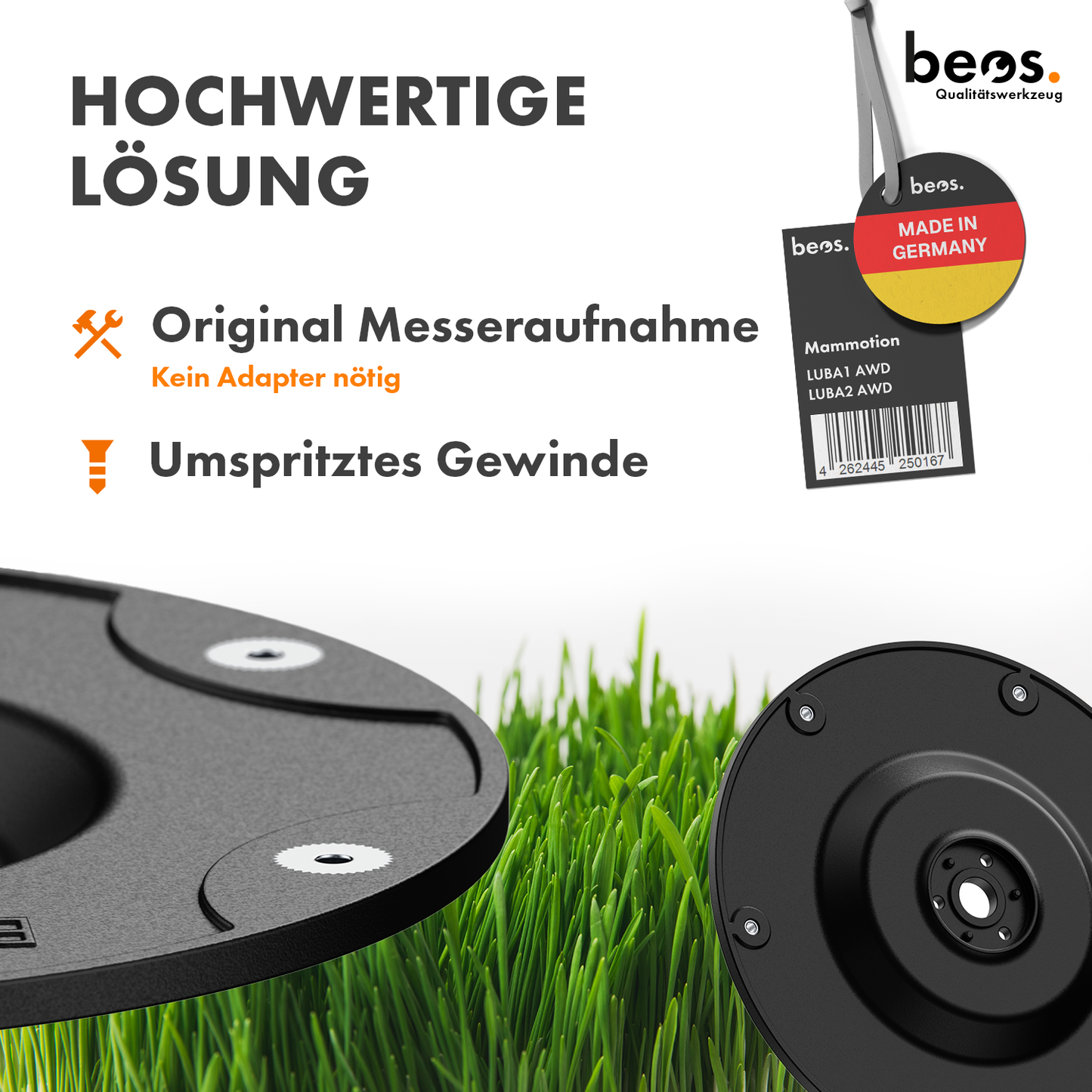 beos® 2x PREMIUM Messerteller für 6x Klingen - Mammotion LUBA 1 AWD | LUBA 2 AWD (bis BJ 2024)