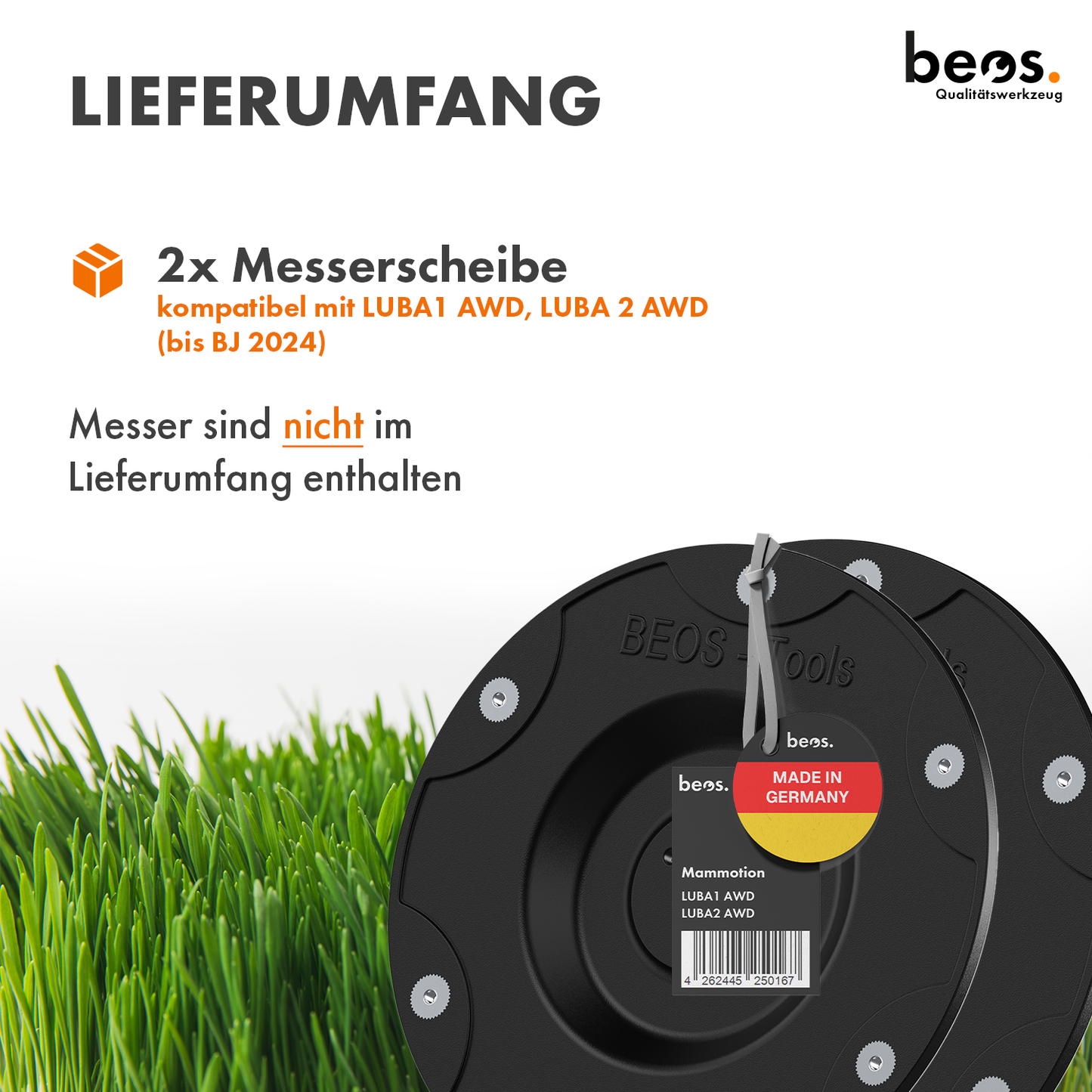 beos® 2x PREMIUM Messerteller für 6x Klingen - Mammotion LUBA 1 AWD | LUBA 2 AWD (bis BJ 2024)