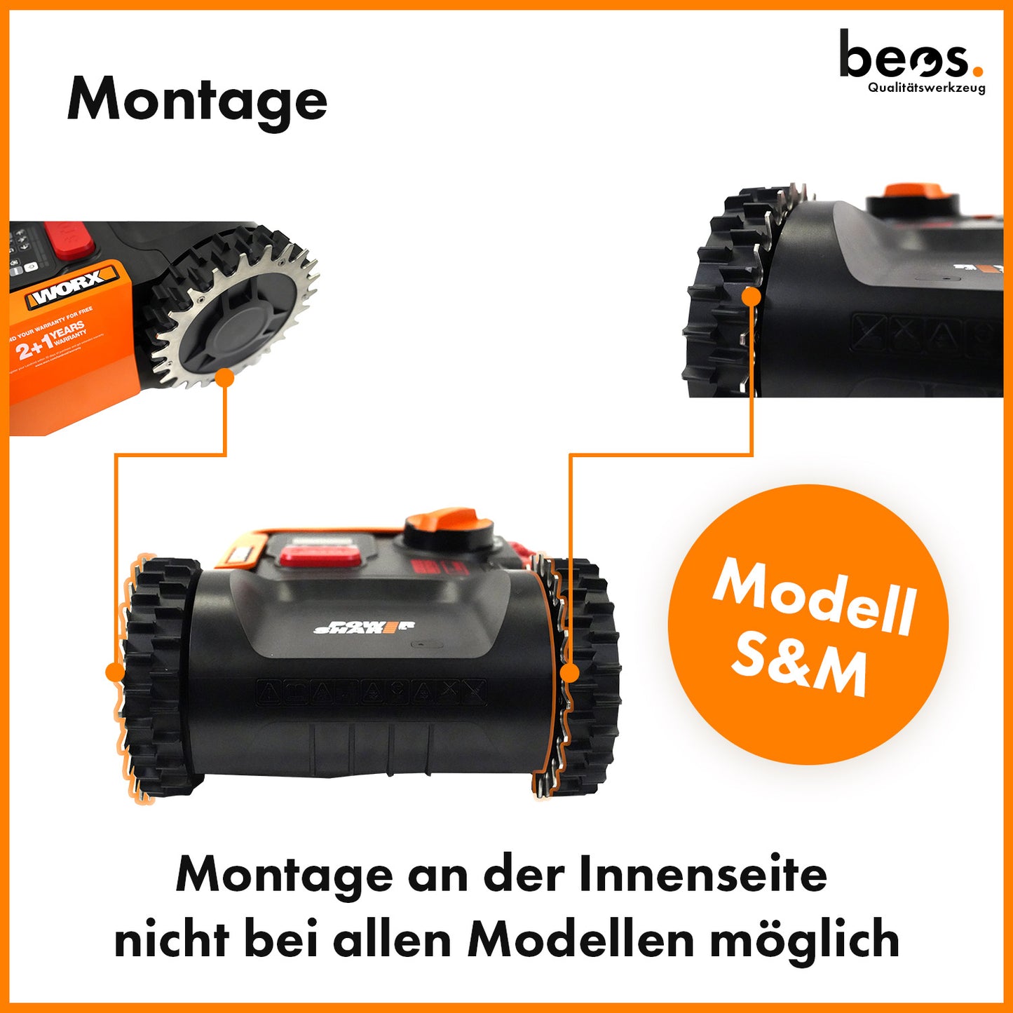 beos® PREMIUM Edelstahl Spikes für Worx Landroid S&M - beos-tools