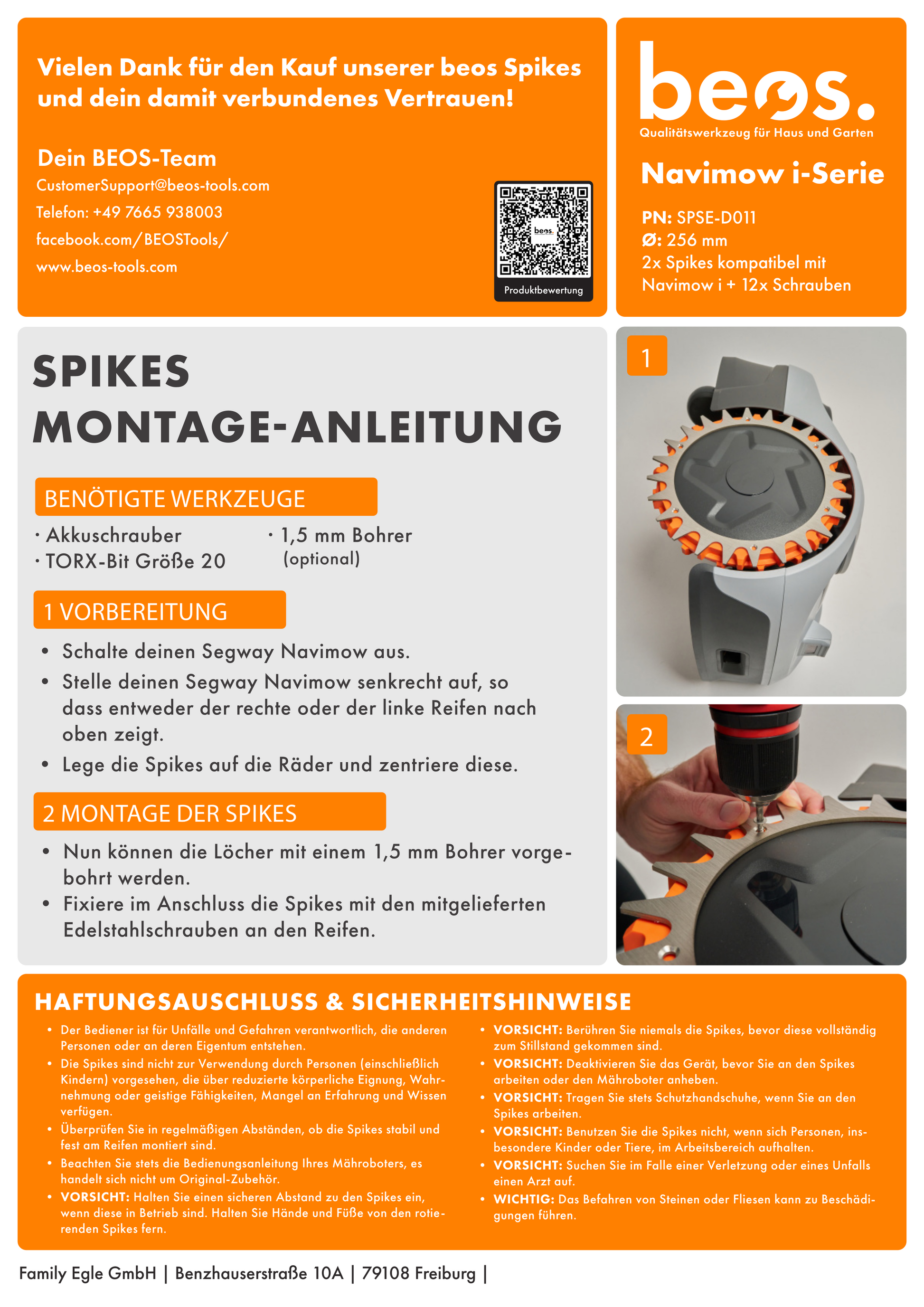 beos® PREMIUM Edelstahl Spikes für Segway Navimow i-Serie - beos-tools
