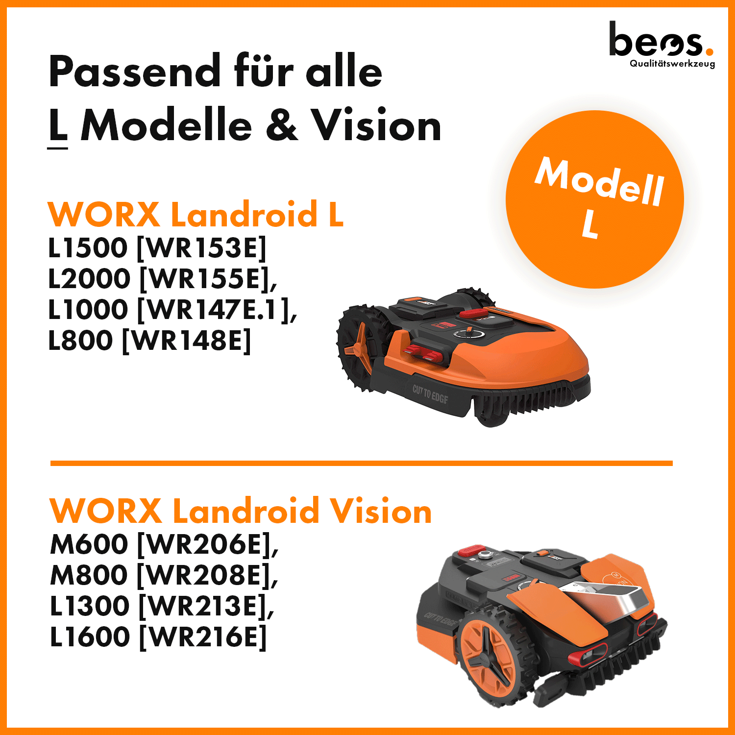 beos® PREMIUM Edelstahl Spikes für Worx Landroid L & Vision - beos-tools