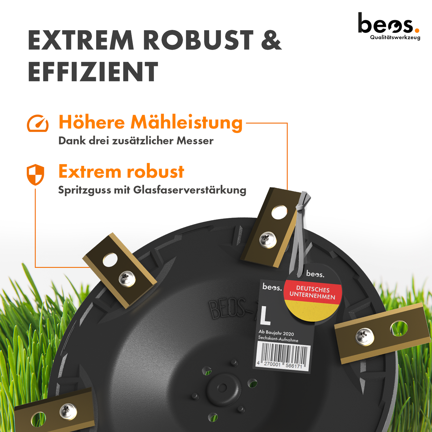 beos® tuning blade plate for 6x blades - Worx Landroid L (as of 2020)