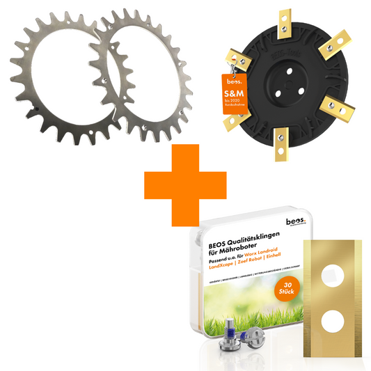 Supersparpaket Worx Landroid S&M bis Baujahr 2020 | Spikes | Messerteller | Ersatzmesser
